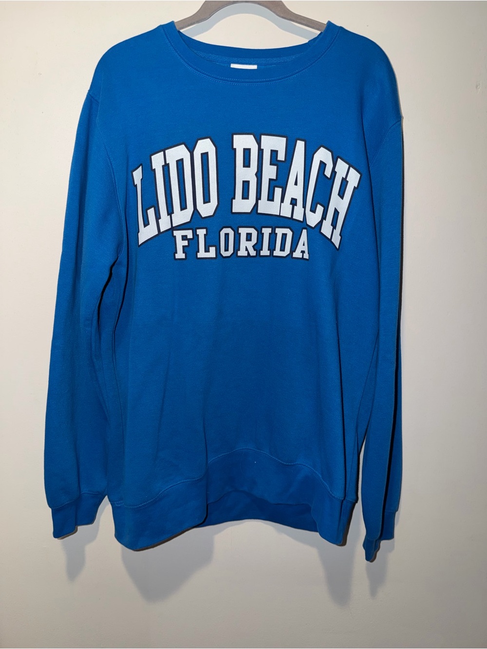 CO Men's Royal Blue Crewneck Sweatshirt with LIDO BEACH FLORIDA Print